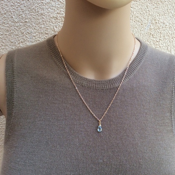 Natural Aquamarine Gold Plated Necklace & Earrings - Picture 6 of 16